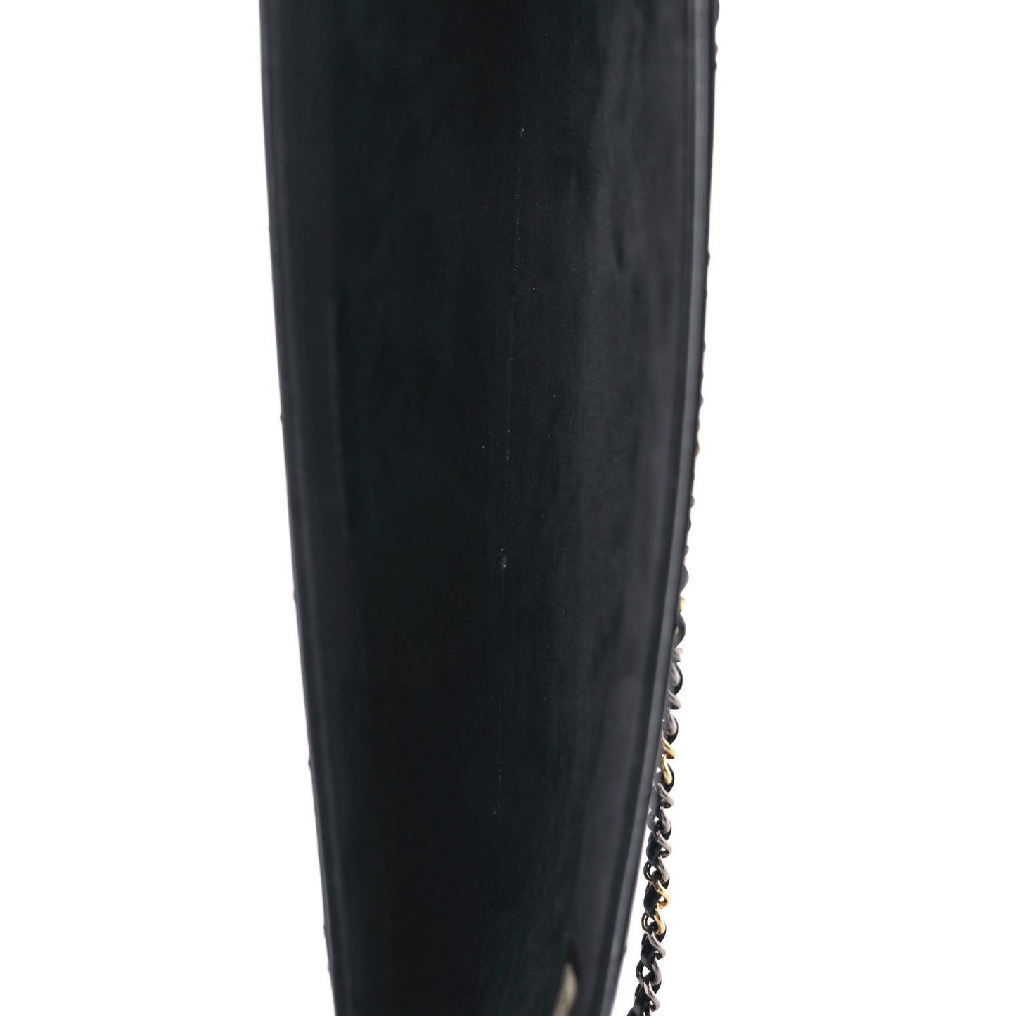 Lambskin Quilted Chain Around Tablet Holder Crossbody Black