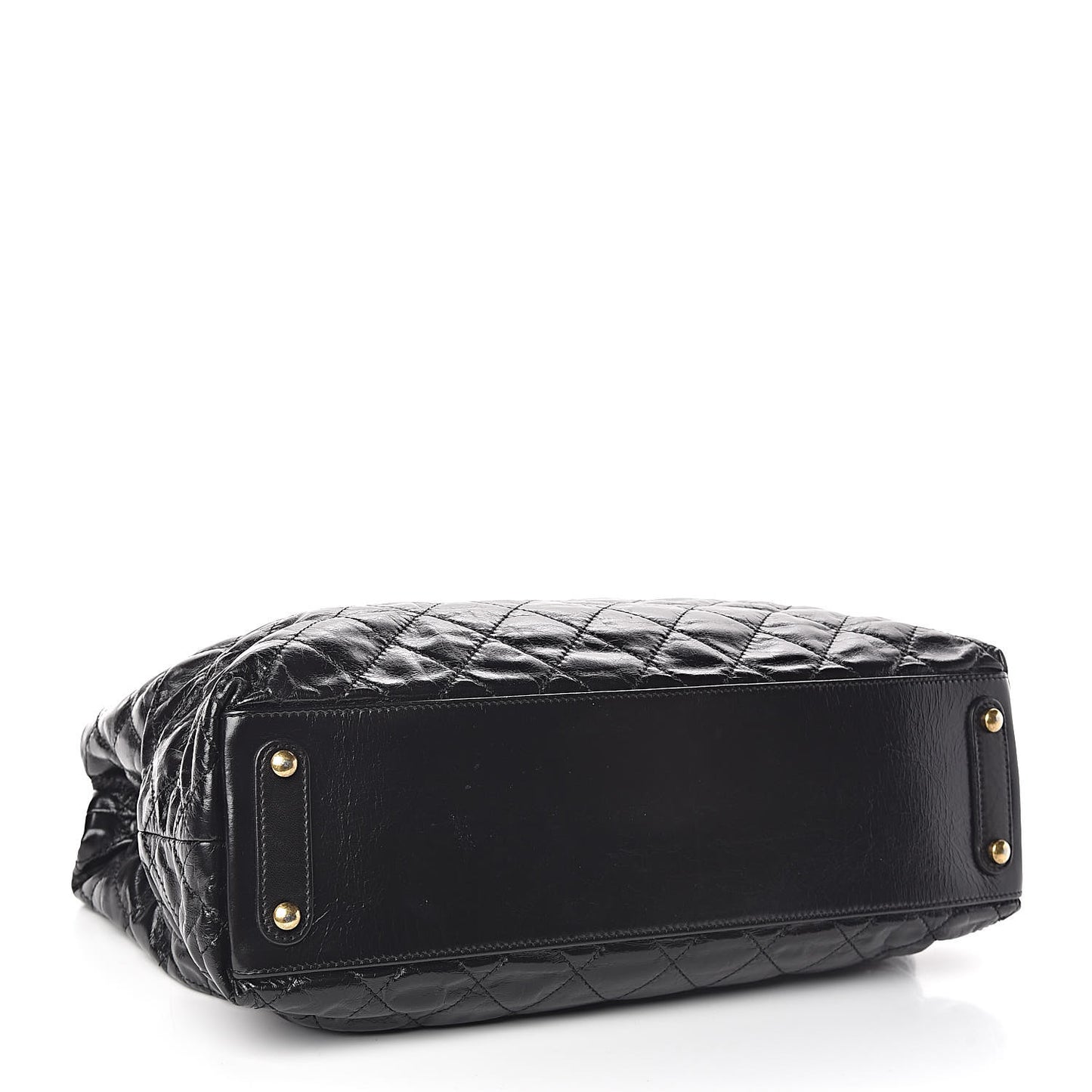 Glazed Calfskin Stingray Large Bindi CC Tote Black