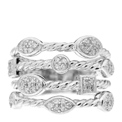 David Yurman Sterling Silver Diamond Confetti 4 Row Ring 49 4.75 1 of 4