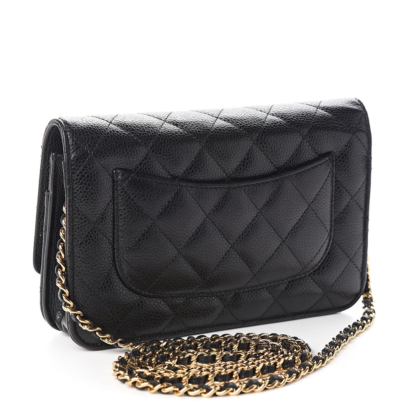 Caviar Quilted Wallet On Chain WOC Black