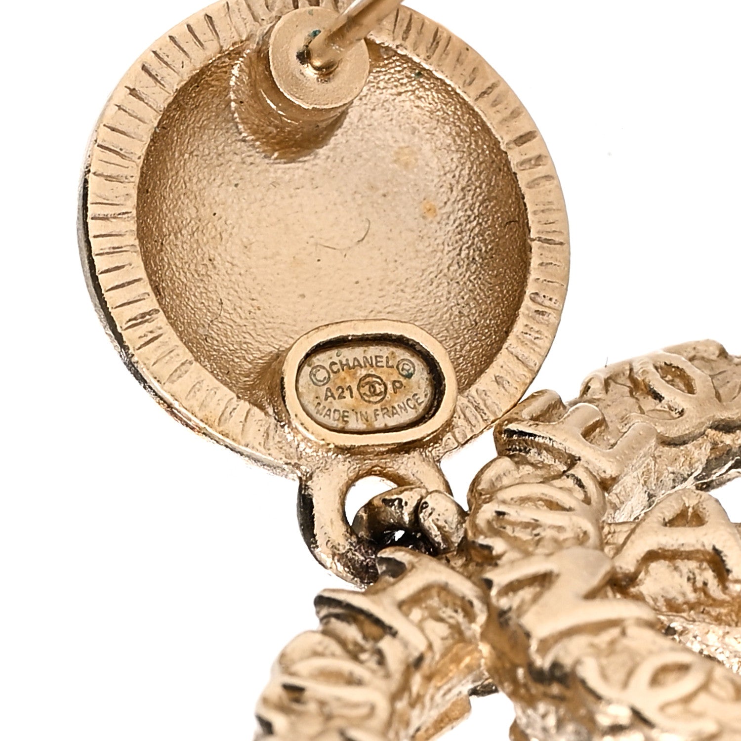 Chanel Crystal CC Drop Logo Earrings Gold 4 of 4