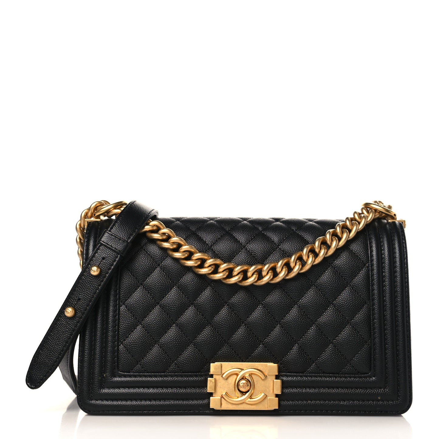 Caviar Quilted Medium Boy Flap Black