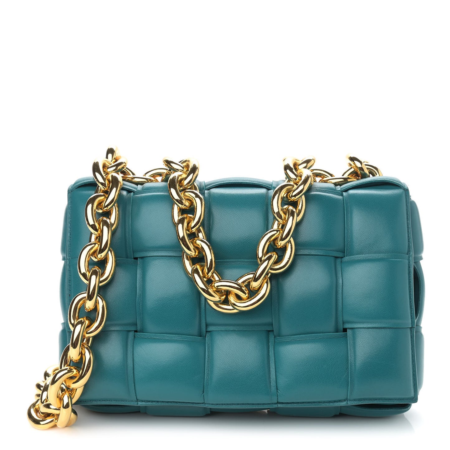 Lambskin Maxi Intreccio Padded Chain Cassette Crossbody Bag Mallard
