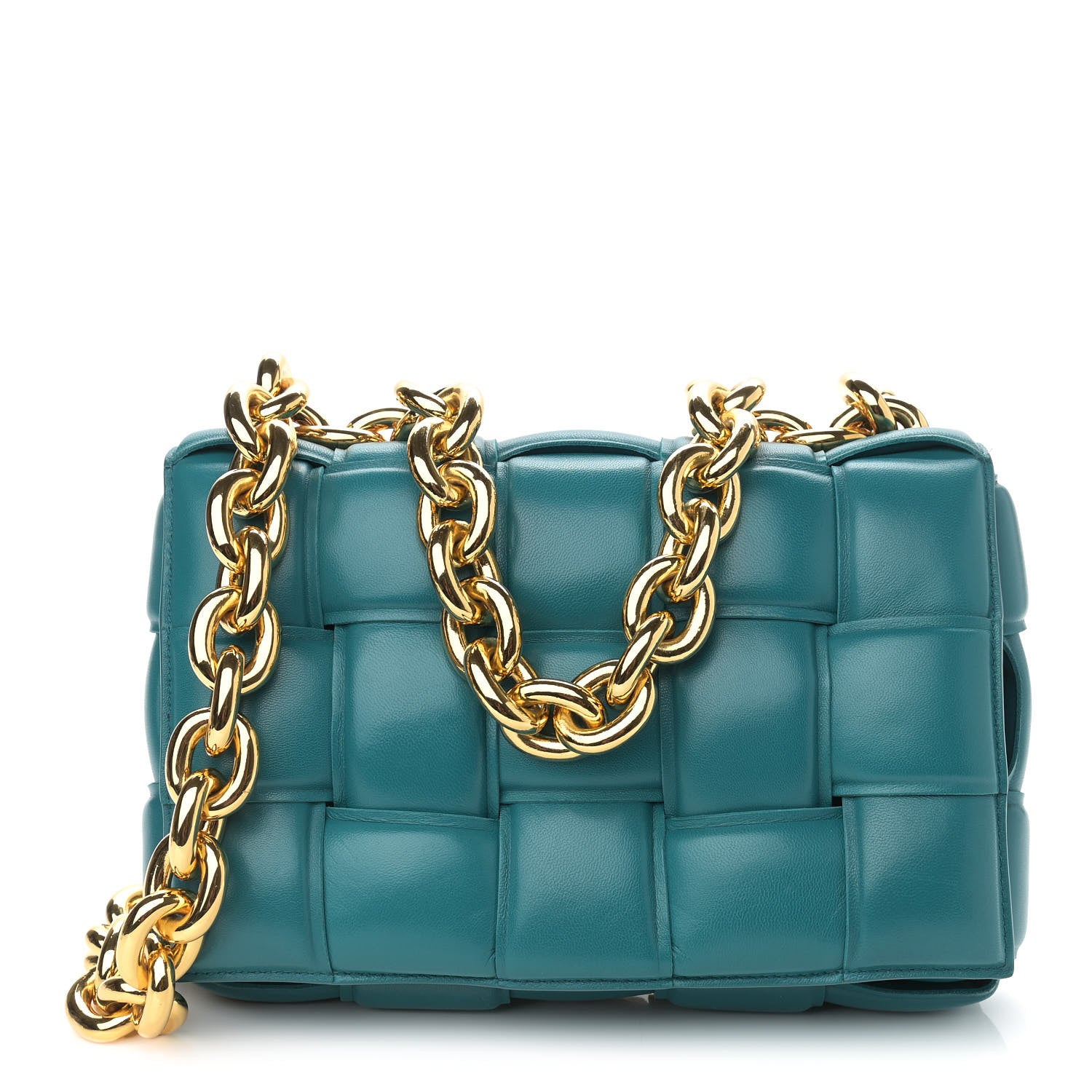 Bottega Veneta Lambskin Maxi Intreccio Padded Chain Cassette Crossbody Bag Mallard 1 of 12