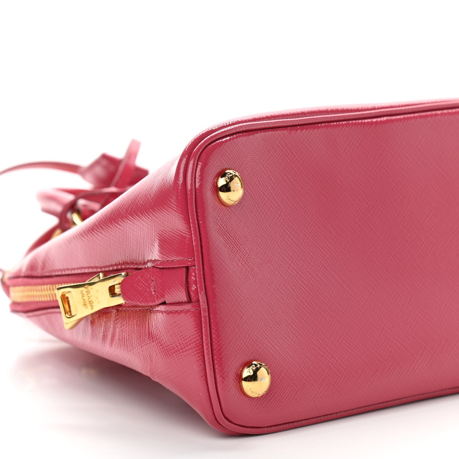 Prada Saffiano Vernice Small Promenade Tote Peonia 9 of 10