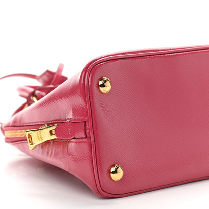 Prada Saffiano Vernice Small Promenade Tote Peonia 9 of 10