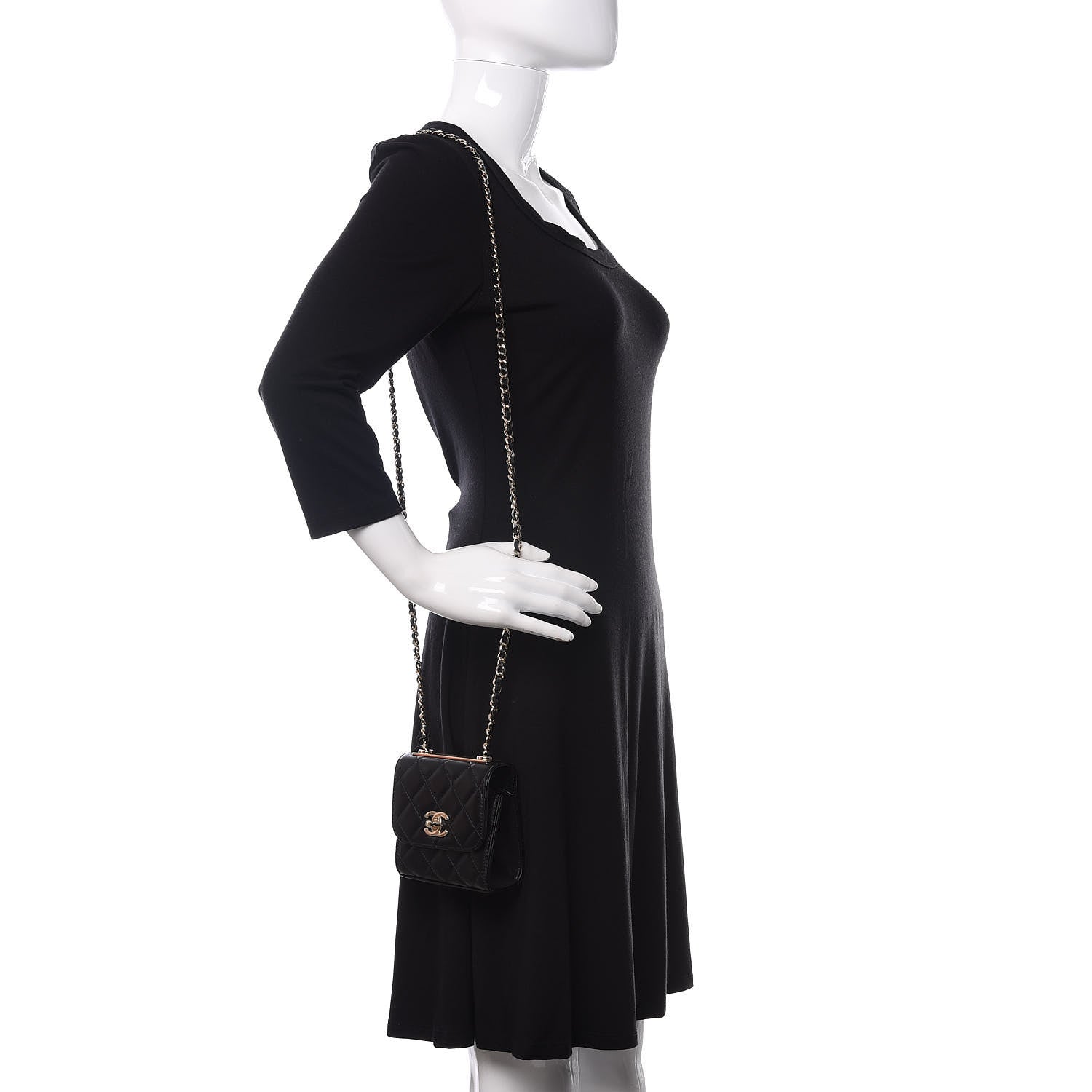 Chanel Lambskin Quilted Mini Trendy CC Chain Wallet Black 2 of 11