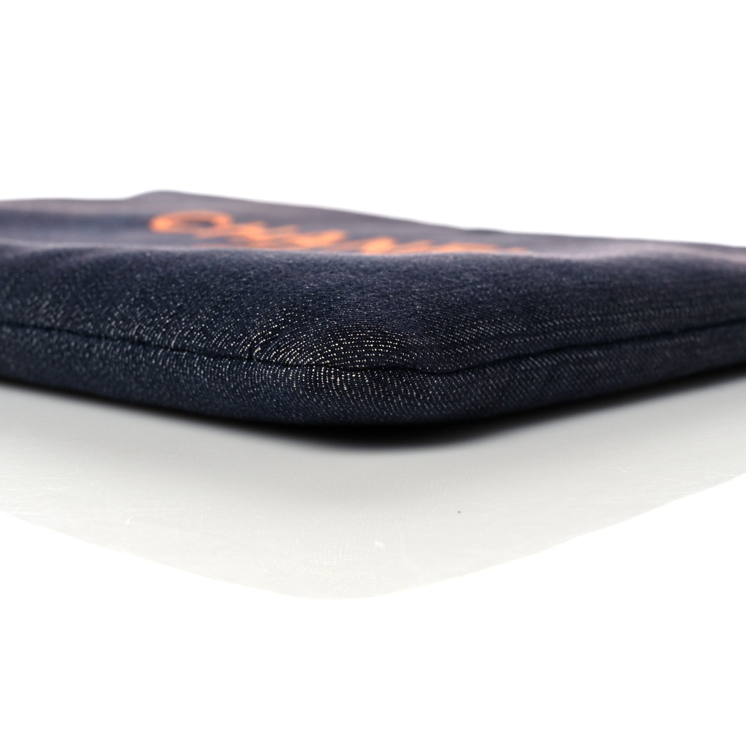 Chanel Denim Medium Deauville Pouch Clutch Blue Orange 9 of 11