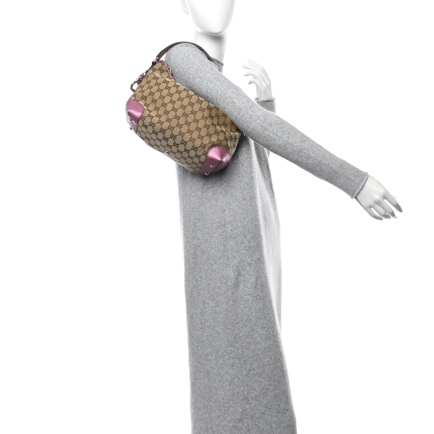 Gucci Monogram Small Heart Bit Charm Hobo Pink 2 of 12