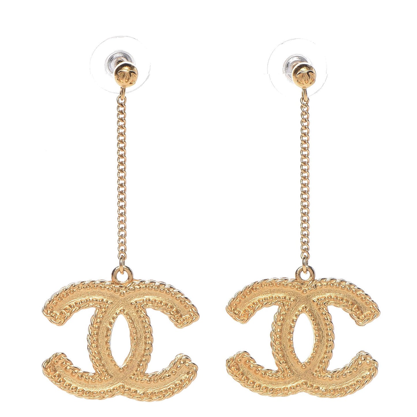CC Drop Earrings Matte Gold
