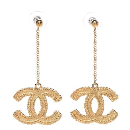 Chanel CC Drop Earrings Matte Gold 1 of 5