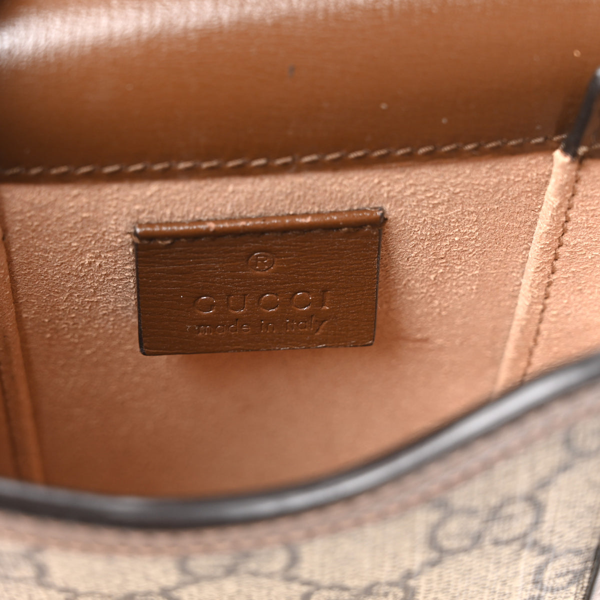 GG Supreme Monogram Mini Horsebit 1955 Crossbody Bag Beige Brown Sugar