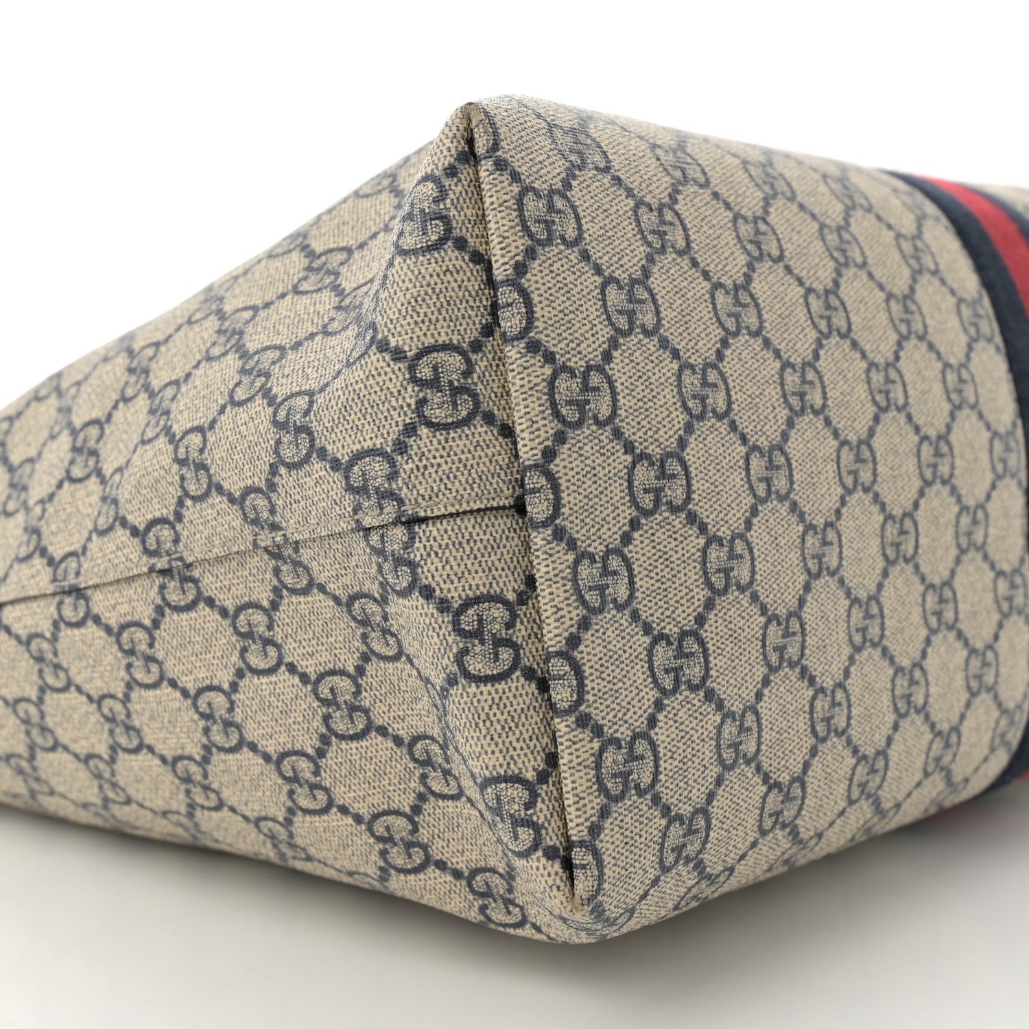 Gucci GG Supreme Monogram Textured Calfskin Web Medium Ophidia Shopping Tote Beige Blue 9 of 12