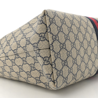 Gucci GG Supreme Monogram Textured Calfskin Web Medium Ophidia Shopping Tote Beige Blue 9 of 12