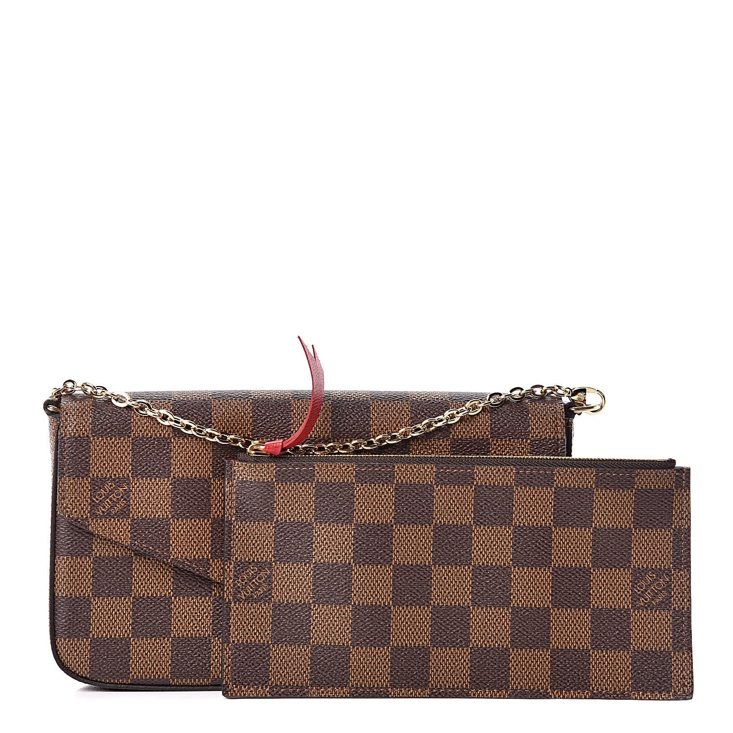 Louis Vuitton Damier Ebene Pochette Felicie Chain Wallet 1 of 12