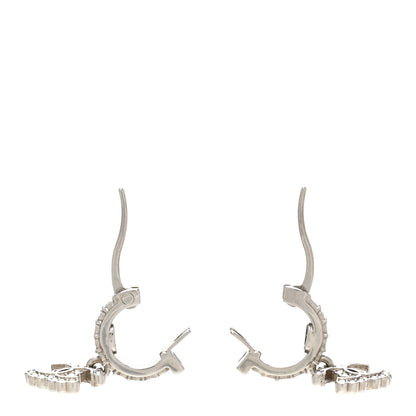 Chanel Metal Crystal CC Hoop Drop Earrings Silver 3 of 5