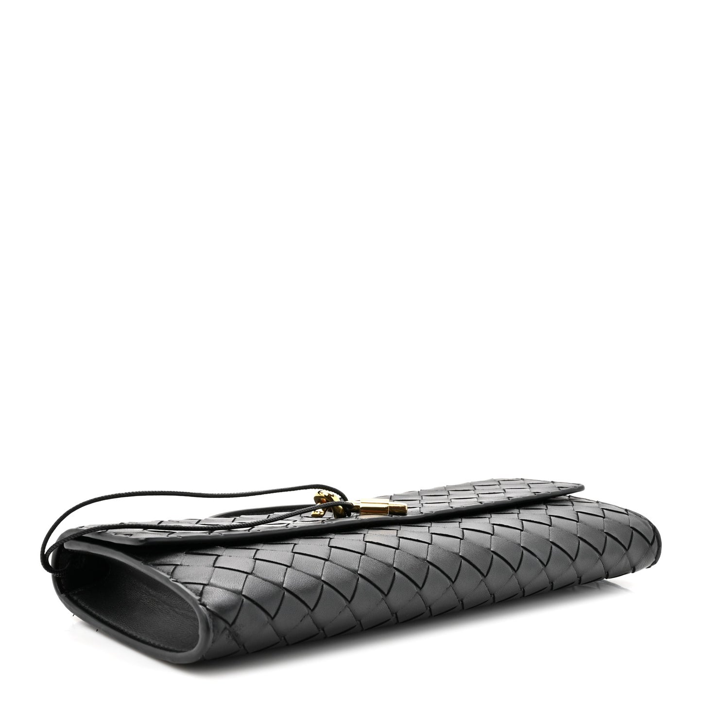 Nappa Intrecciato Long Andiamo Top Handle Clutch Black