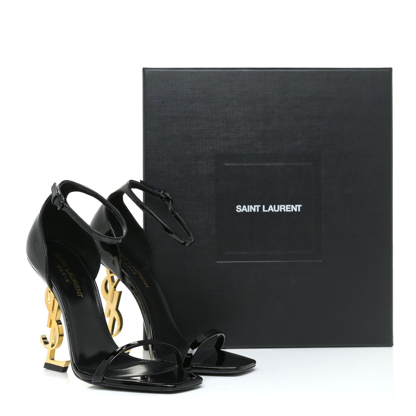 Patent Calfskin Opyum 110 Sandals 37 Black Gold