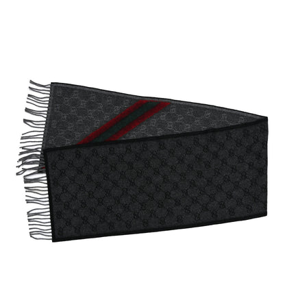 Gucci Wool Angora Monogram Web New Nikky Scarf Lead Dark Green 2 of 4