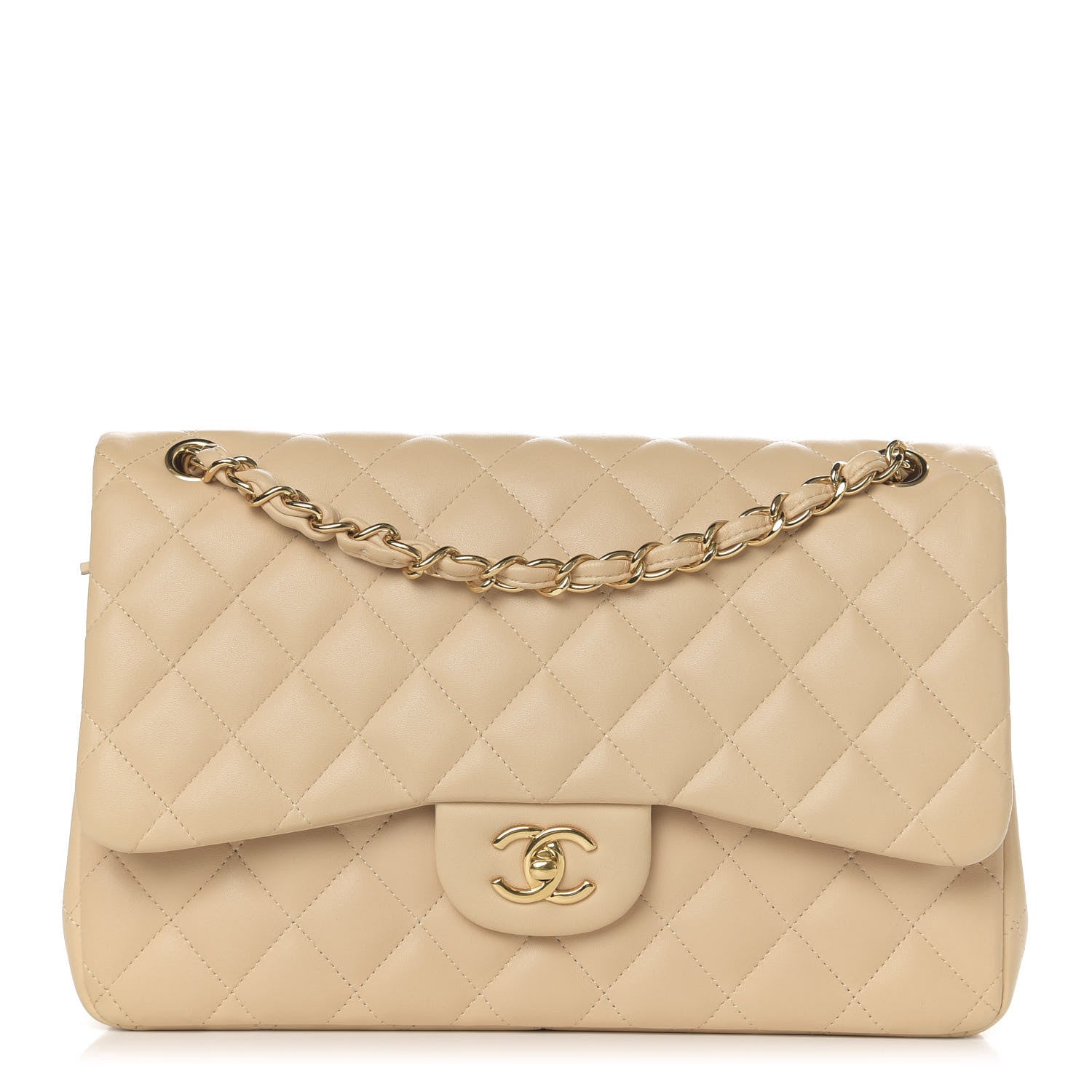 Chanel Lambskin Quilted Jumbo Double Flap Beige Clair 1 of 12