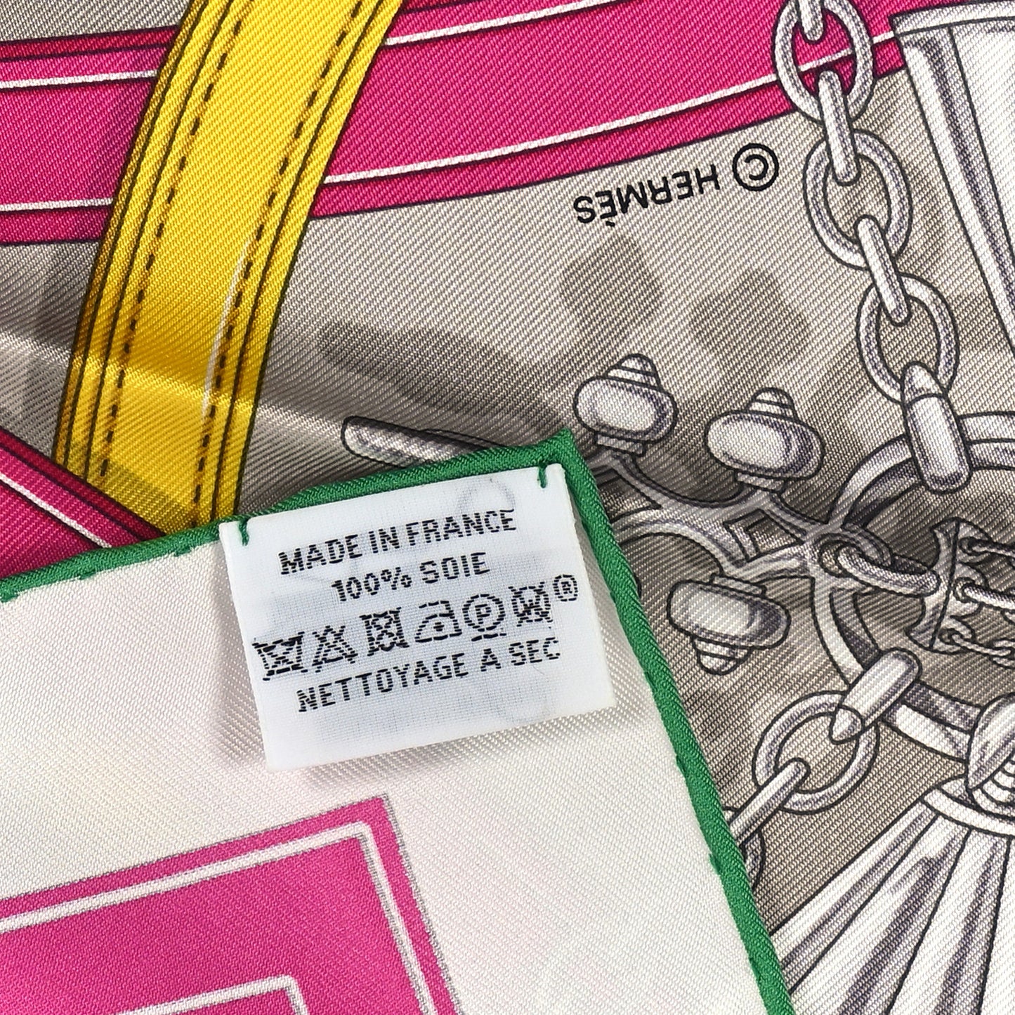 Silk Harnais Legendaire Scarf 90 Gris Argent Fuchsia Multicolore