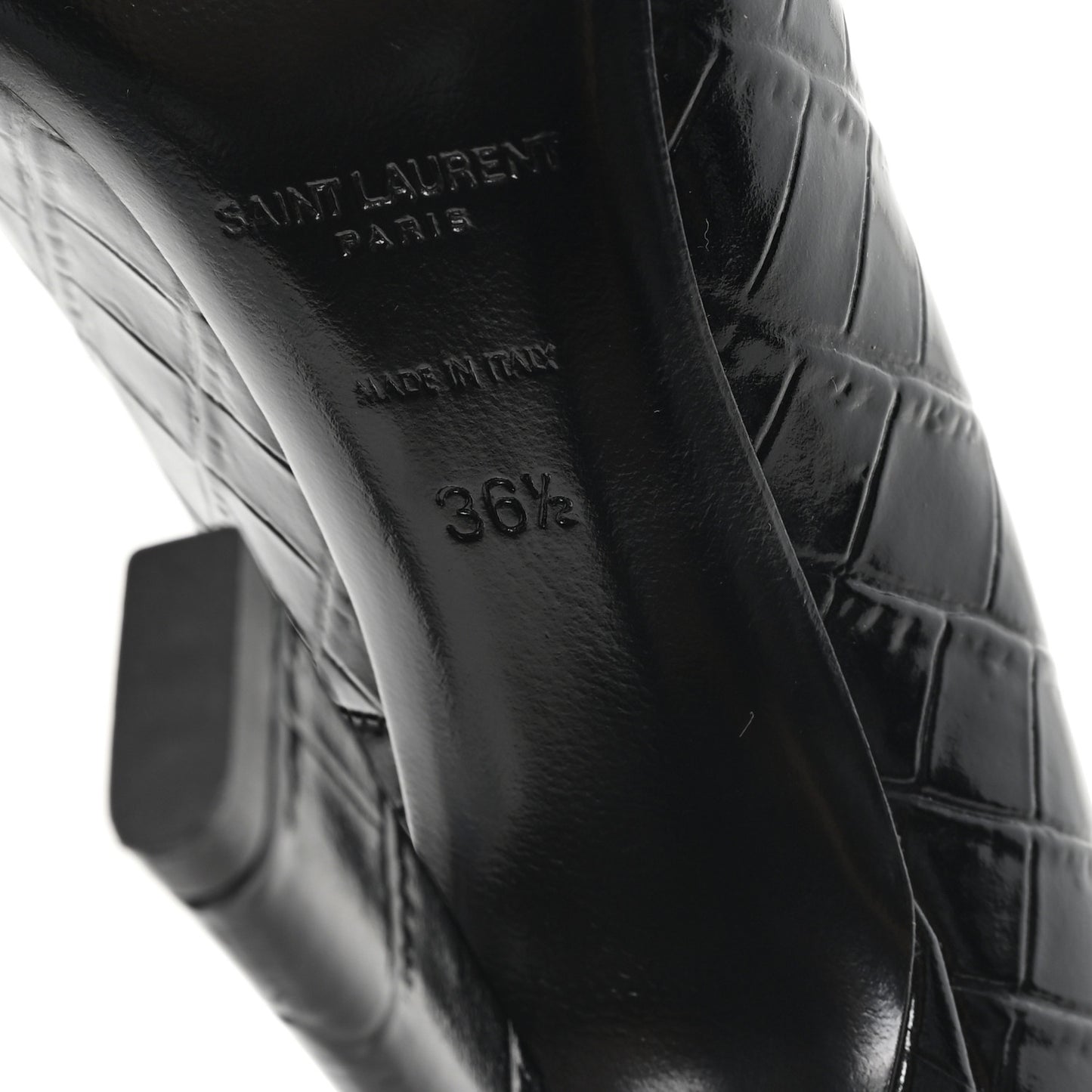 Calfskin Crocodile Embossed Silvana 110mm Pumps 36.5 Black