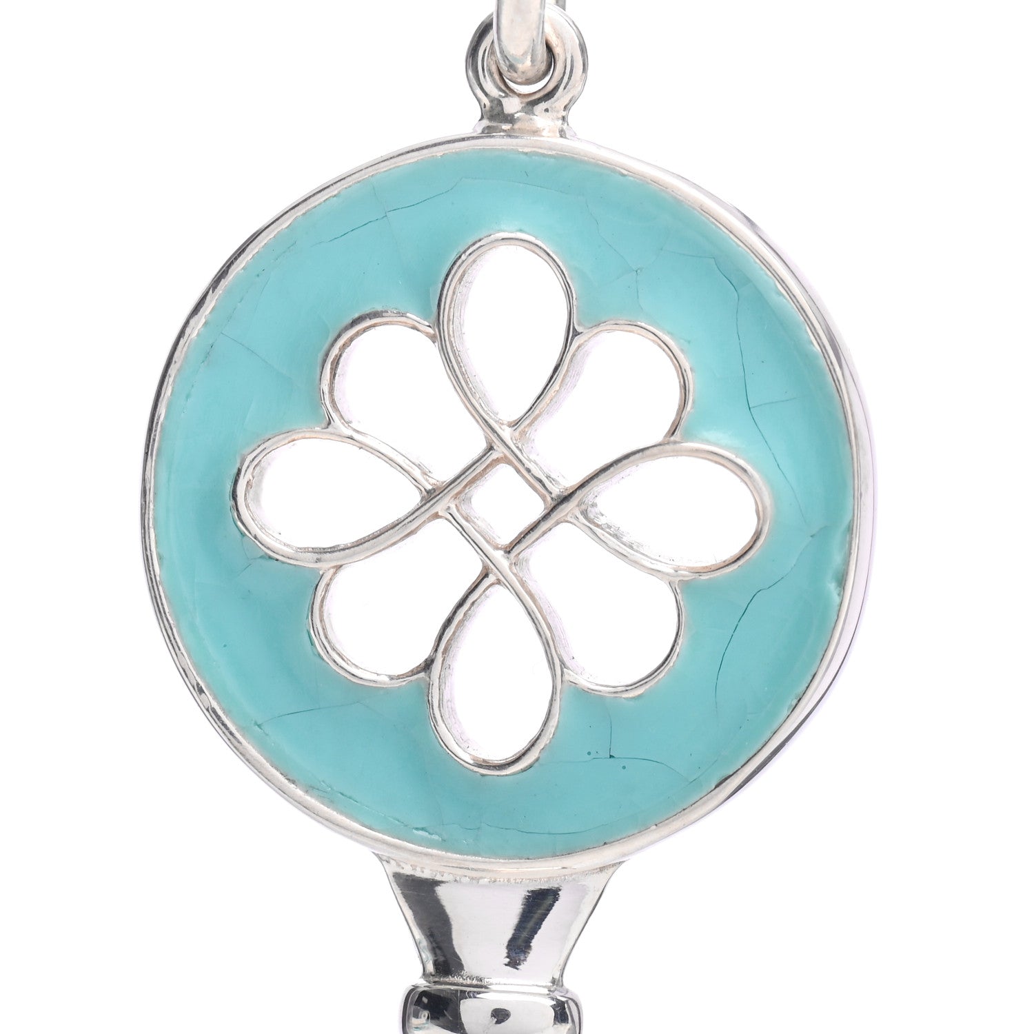 Tiffany Sterling Silver Enamel Knot Key Pendant Blue 5 of 5