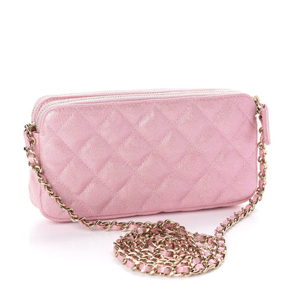 Chanel Iridescent Caviar Quilted Small Clutch With Chain Pink 3 of 12
