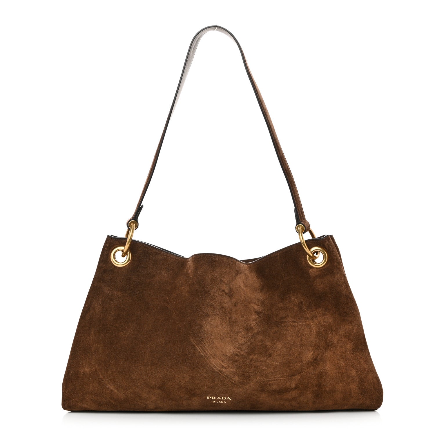 Prada Suede Large Etude Shoulder Bag Cocoa Brown 1 of 9