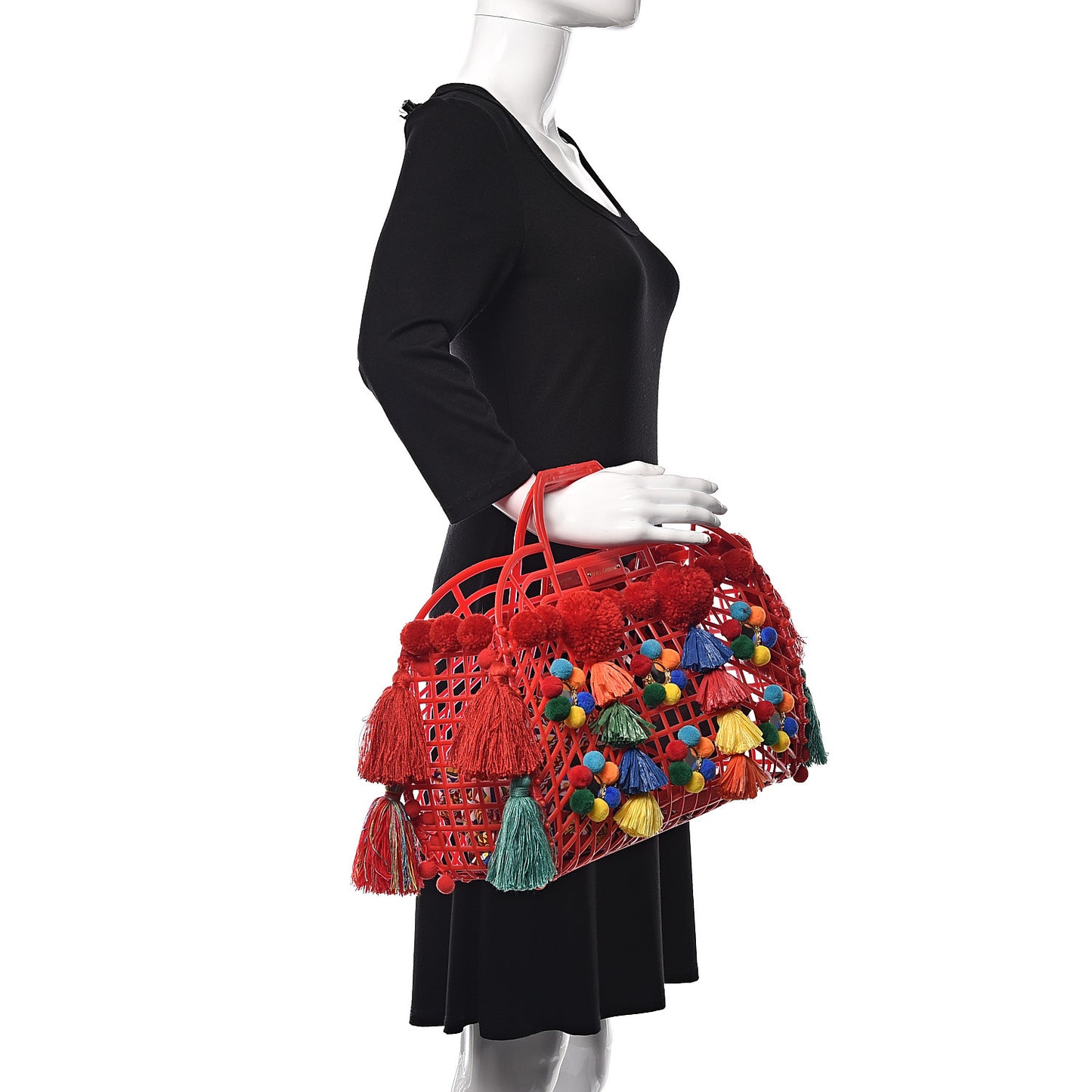 PVC Cage Market Tote Red