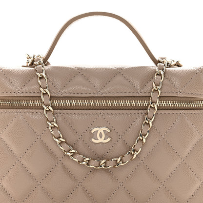 Chanel Caviar Quilted Top Handle Slim Vanity With Chain Dark Beige 8 of 11