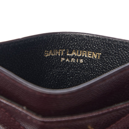 Saint Laurent Grain De Poudre Matelasse Chevron Monogram Credit Card Case Bordeaux 5 of 7