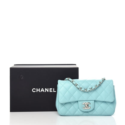 Chanel Lambskin Quilted Mini Rectangular Flap Light Blue 10 of 10