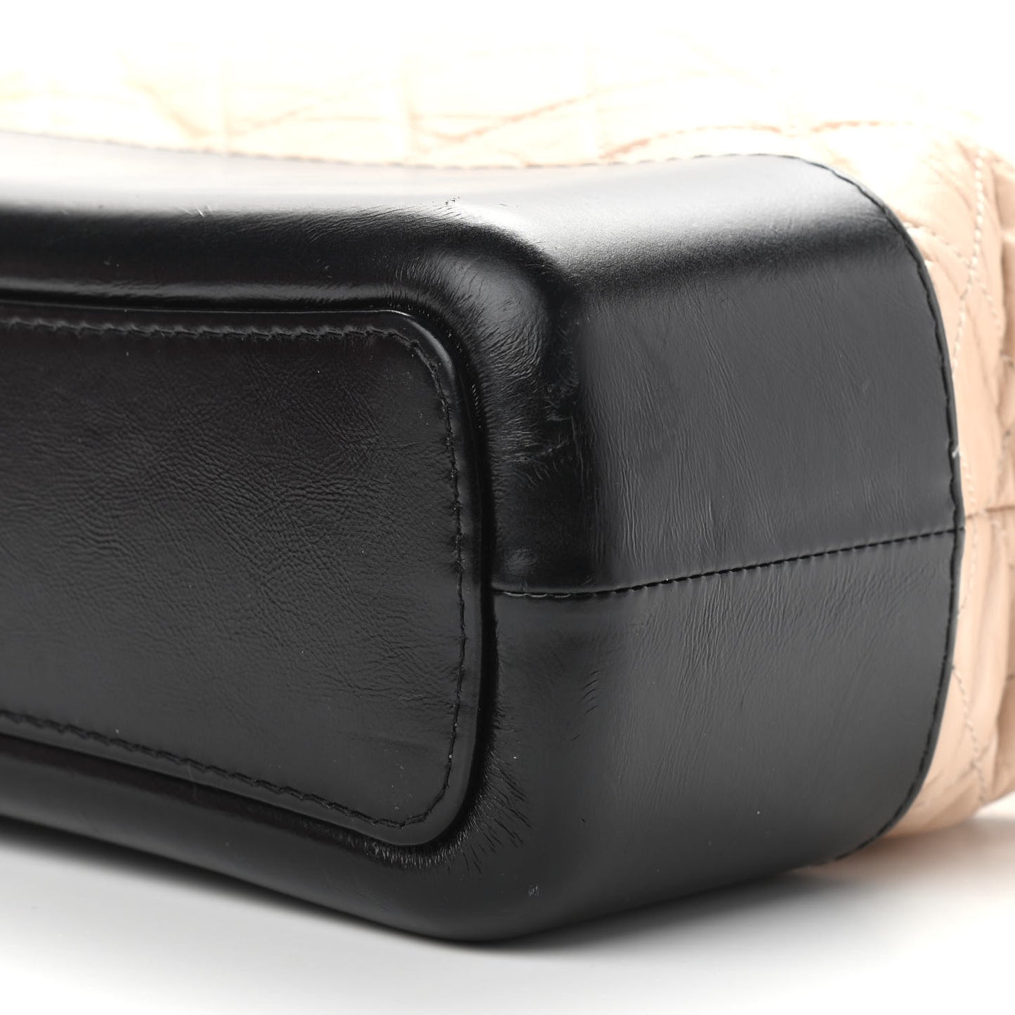 Aged Calfskin Quilted Medium Gabrielle Hobo Beige Black