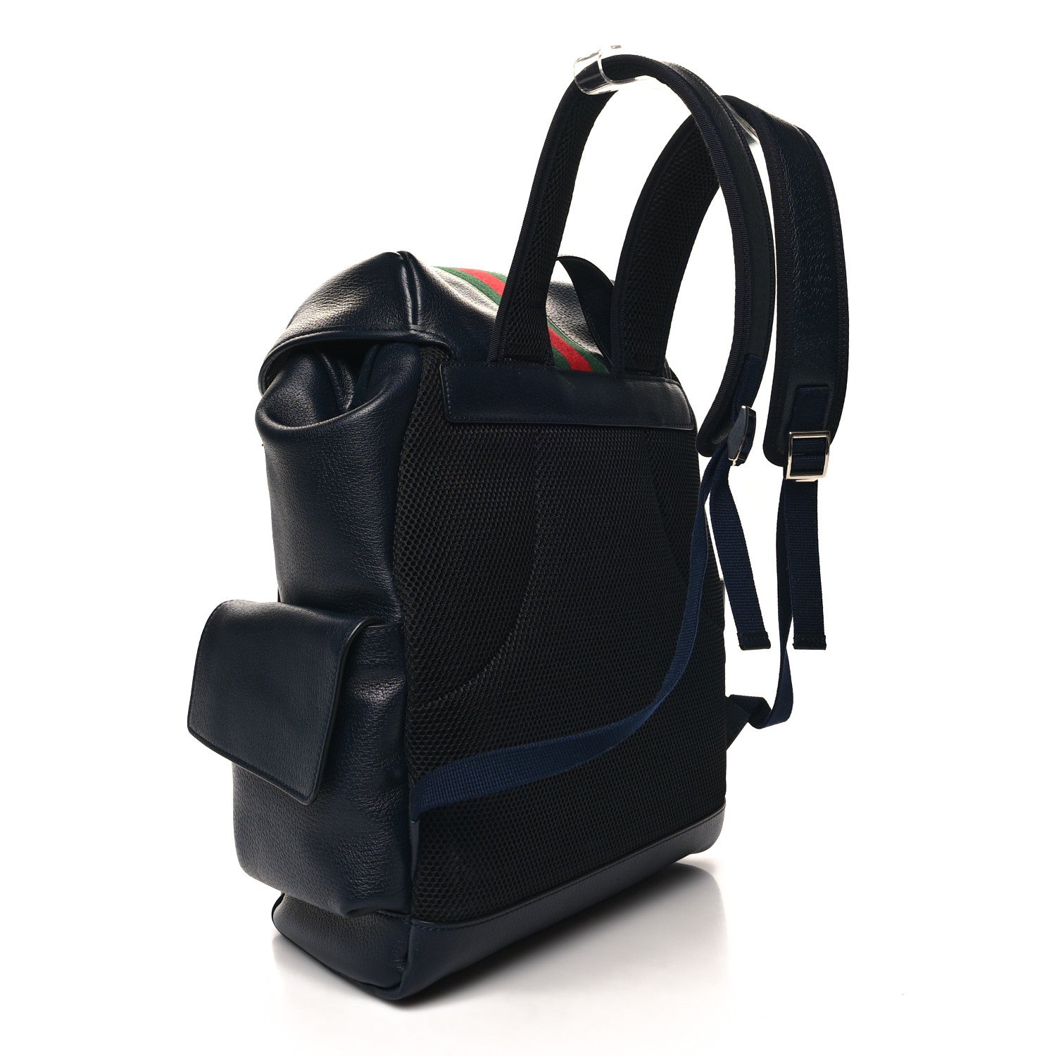 Gucci Textured Dollar Calfskin Web Medium Ophidia Double Buckle Backpack Blue Agata 3 of 10