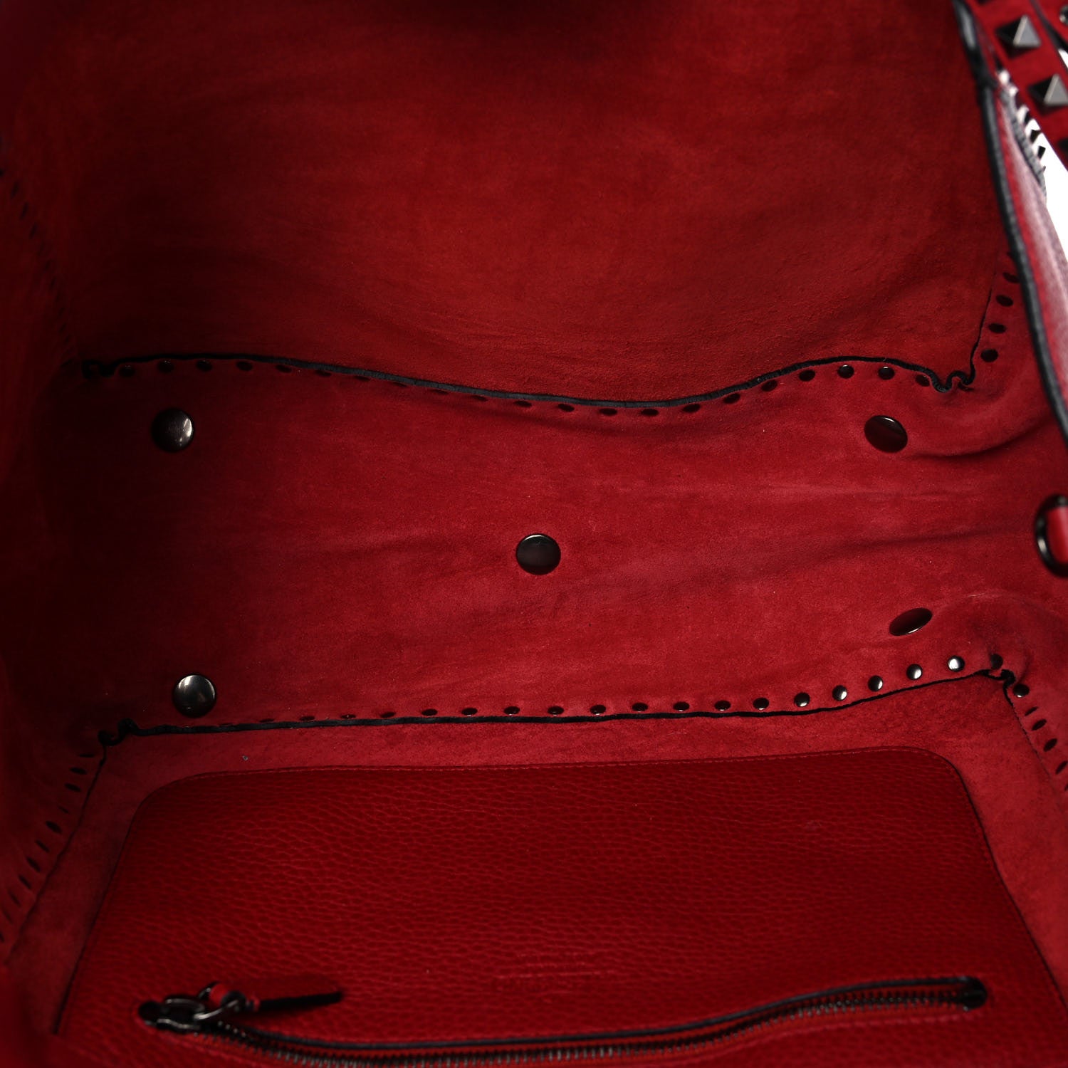 Valentino Garavani Pebbled Calfskin Medium Rockstud Tote Rosso Valentino 8 of 14