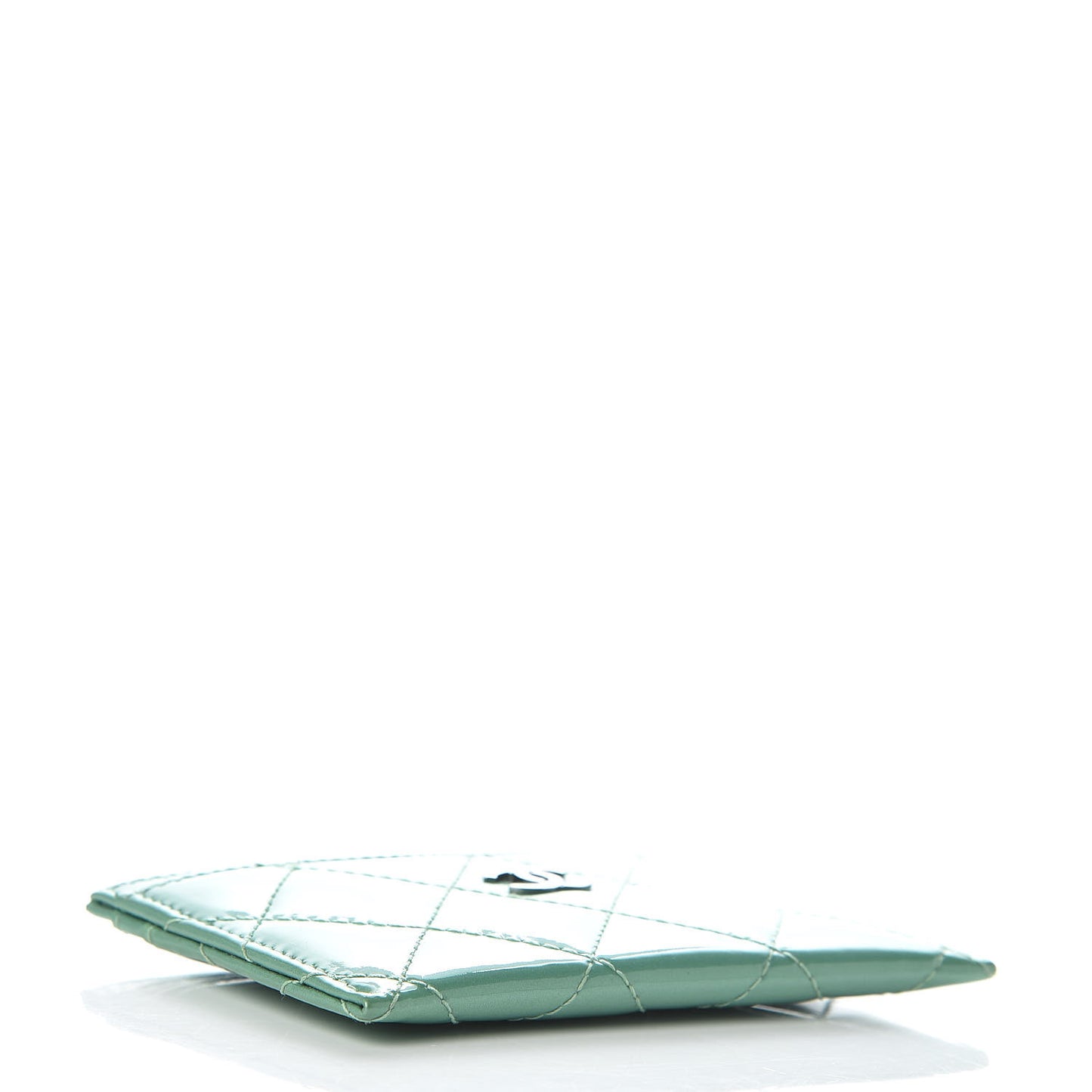 Patent Quilted Card Holder Green
