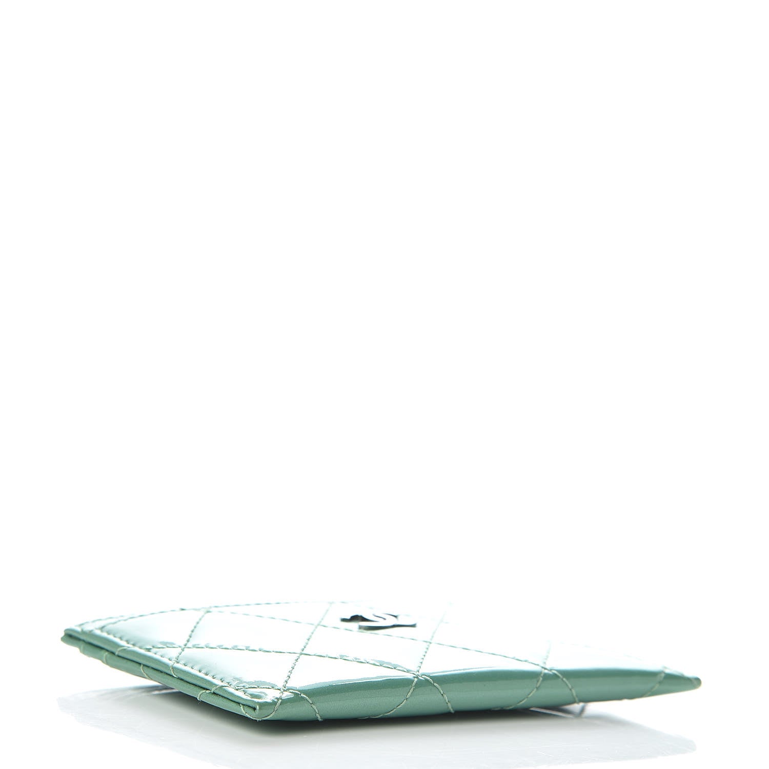 Chanel Patent Quilted Card Holder Green 4 of 9