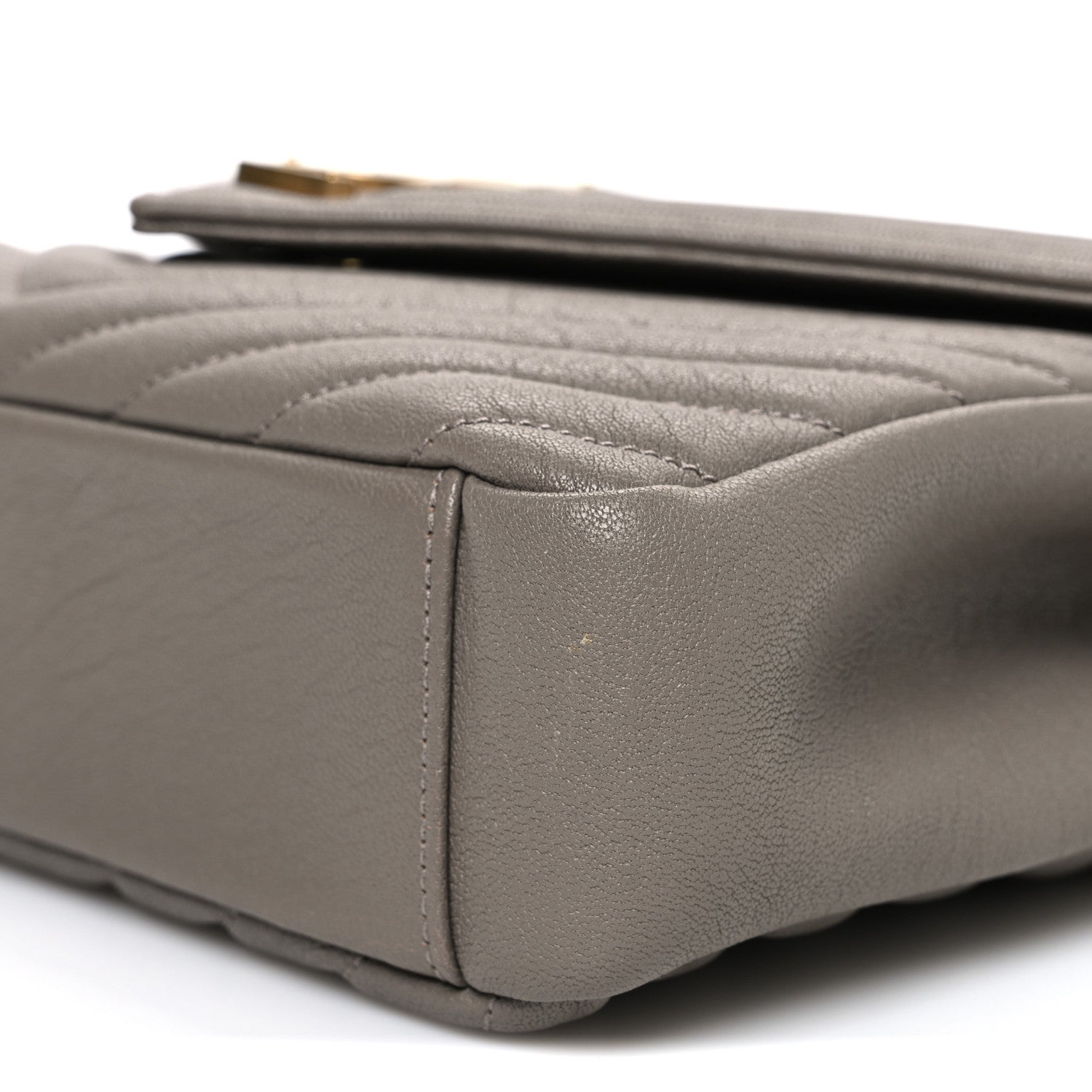 Saint Laurent Sheepskin Matelasse Chevron Monogram Medium College Bag Greyish Brown 10 of 10