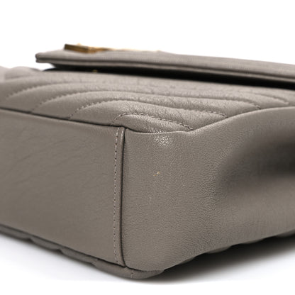 Saint Laurent Sheepskin Matelasse Chevron Monogram Medium College Bag Greyish Brown 10 of 10