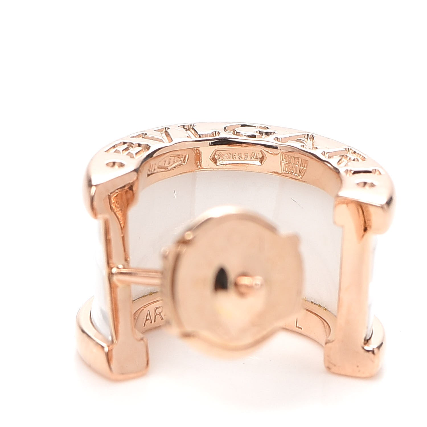 Bulgari 18K Rose Gold White Ceramic B.Zero1 Hoop Earrings 4 of 5