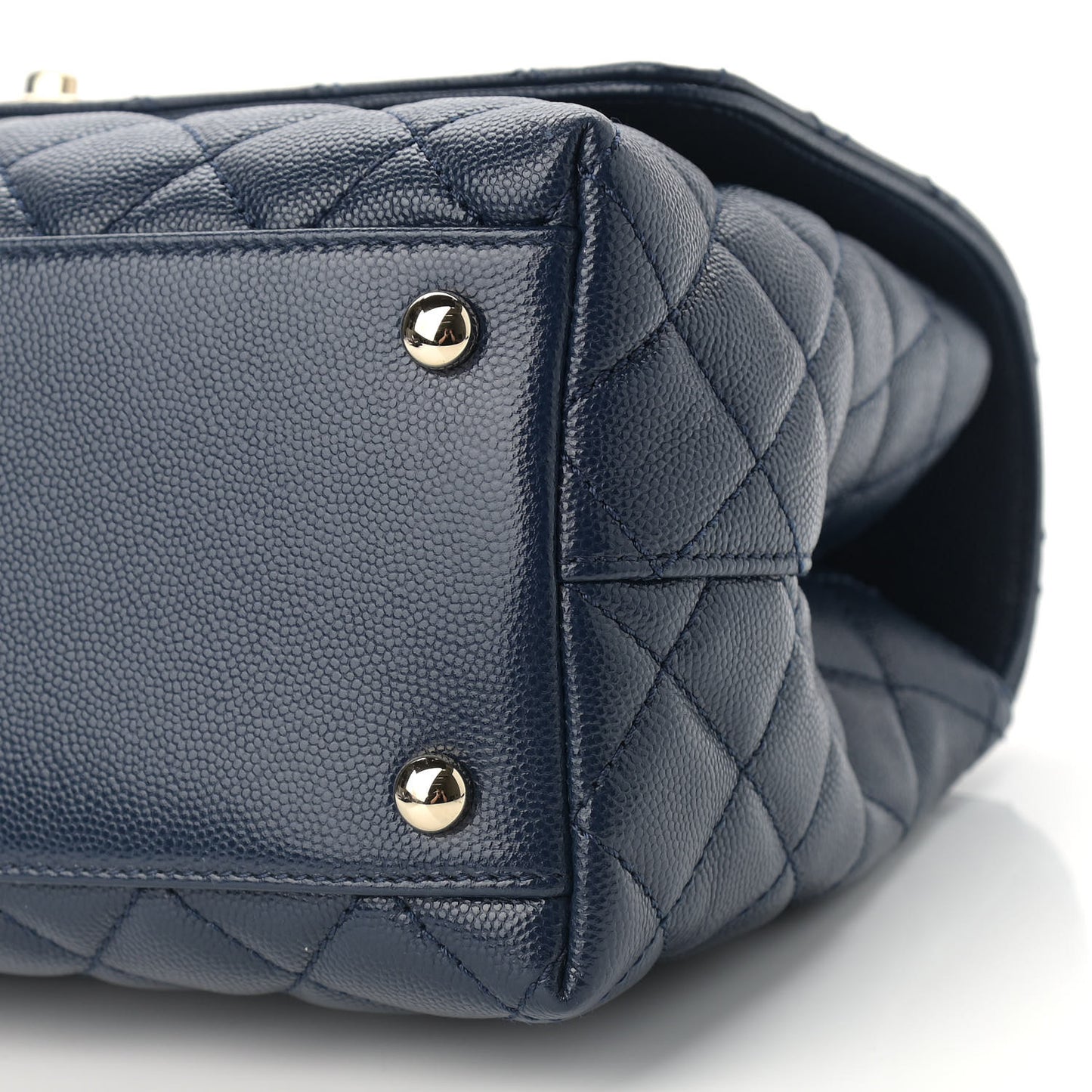 Caviar Lizard Embossed Quilted Small Coco Handle Flap Navy Blue