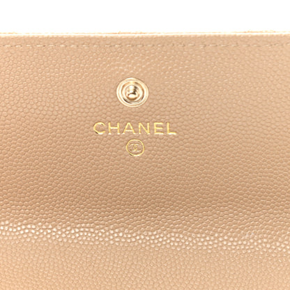 Chanel Caviar Quilted Crystal CC Large Gusset Flap Wallet Beige 6 of 12