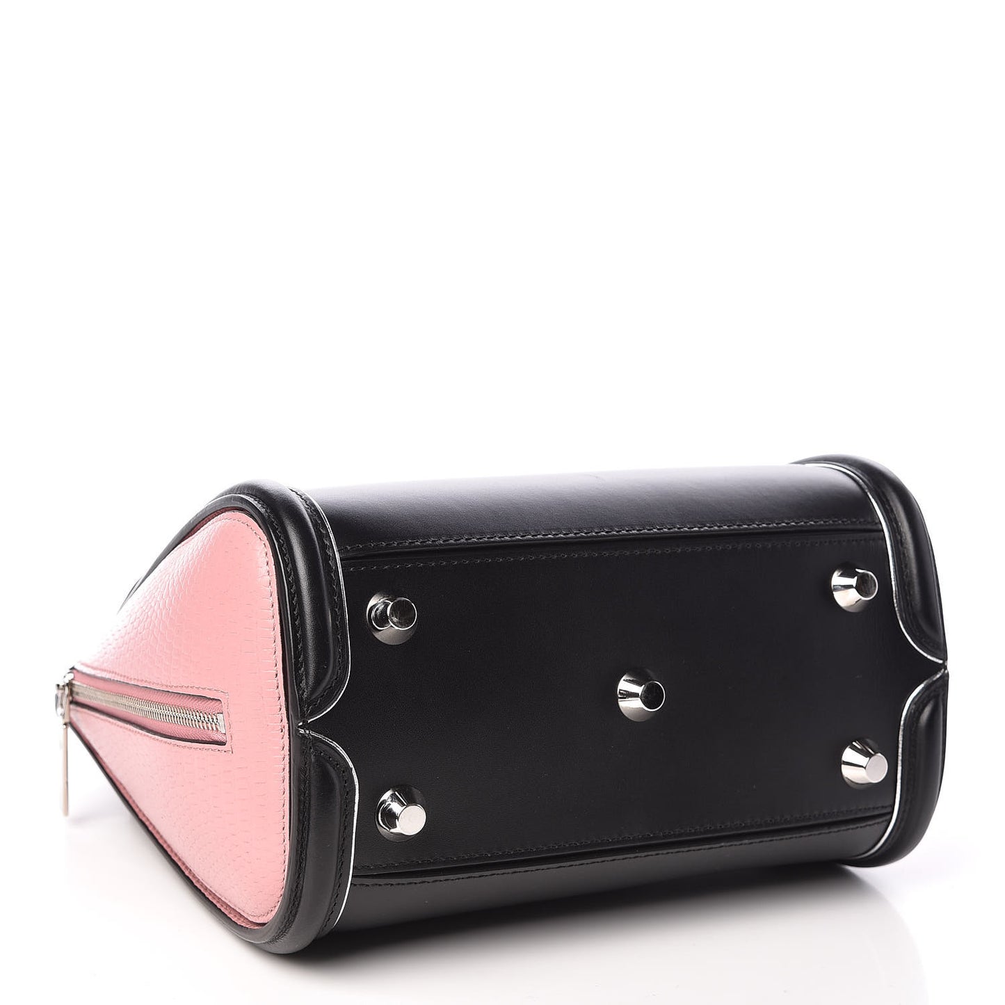 Soft Calfskin Small Enamel Plate Heroine Powder Black