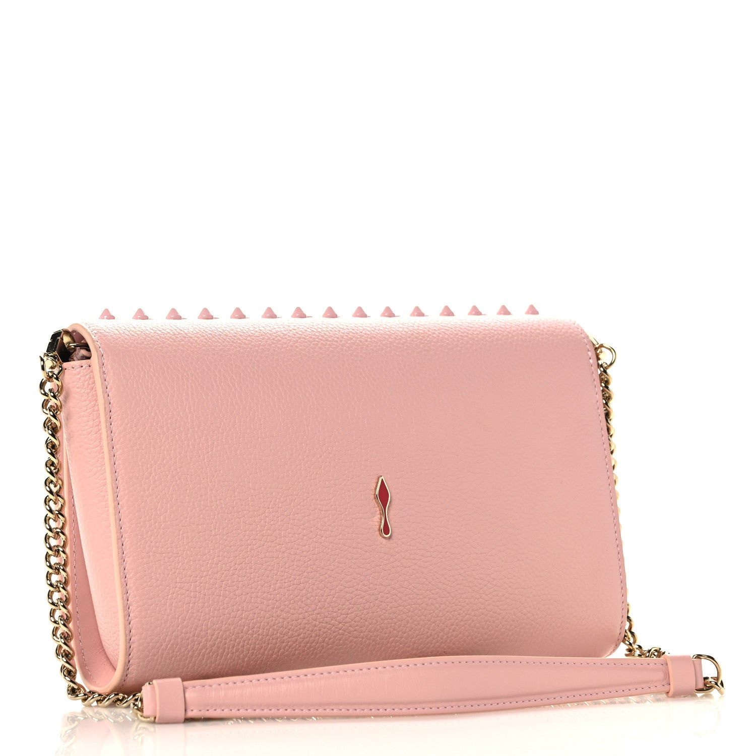 Christian Louboutin Calfskin Spikes Paloma Clutch Rosy 3 of 10