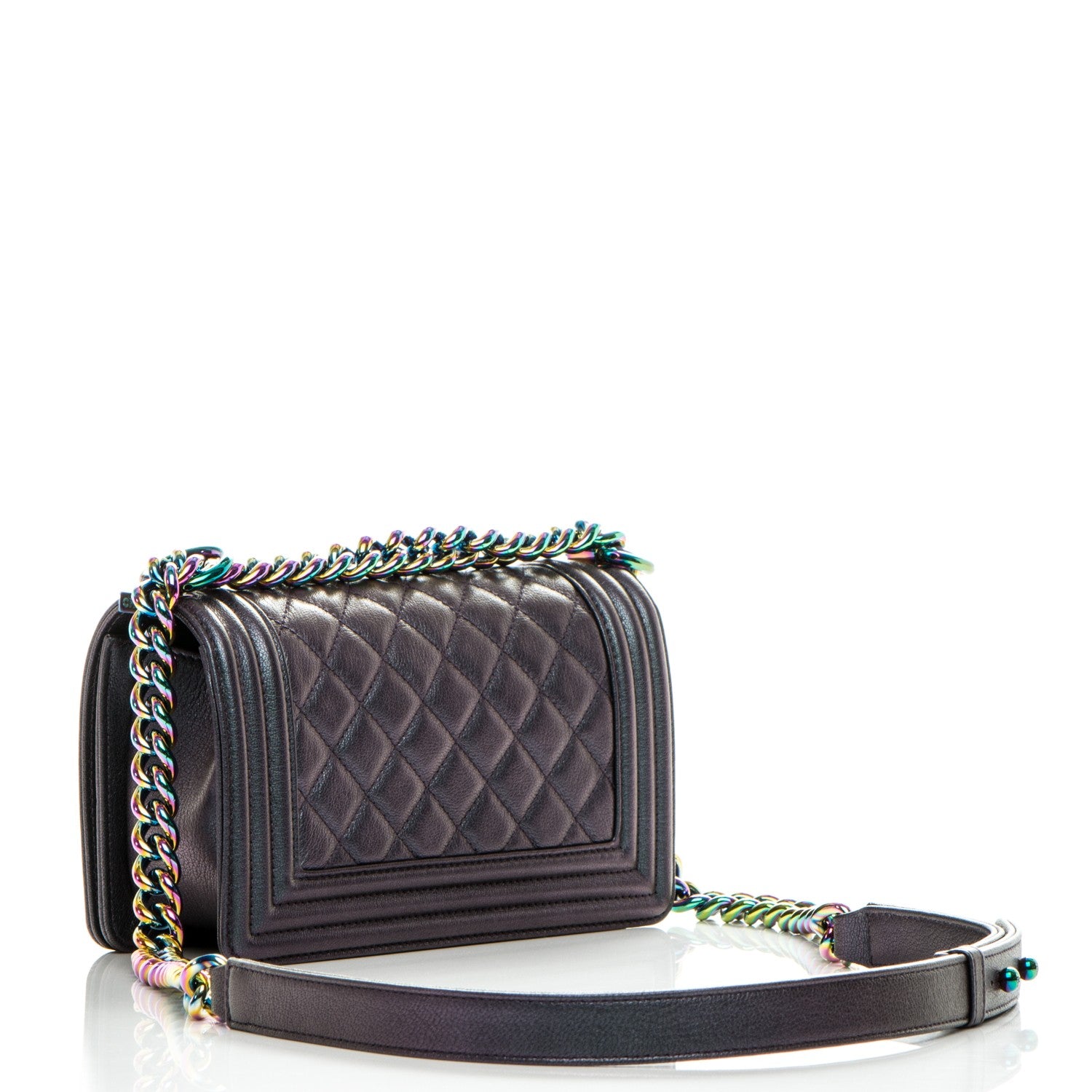 Chanel Iridescent Goatskin Quilted Small Boy Flap Purple 4 of 7