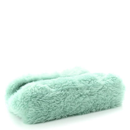 Saint Laurent Shearling Quilted Monogram Loulou Puffer Pouch Clutch Iced Mint Iced Mint 4 of 10