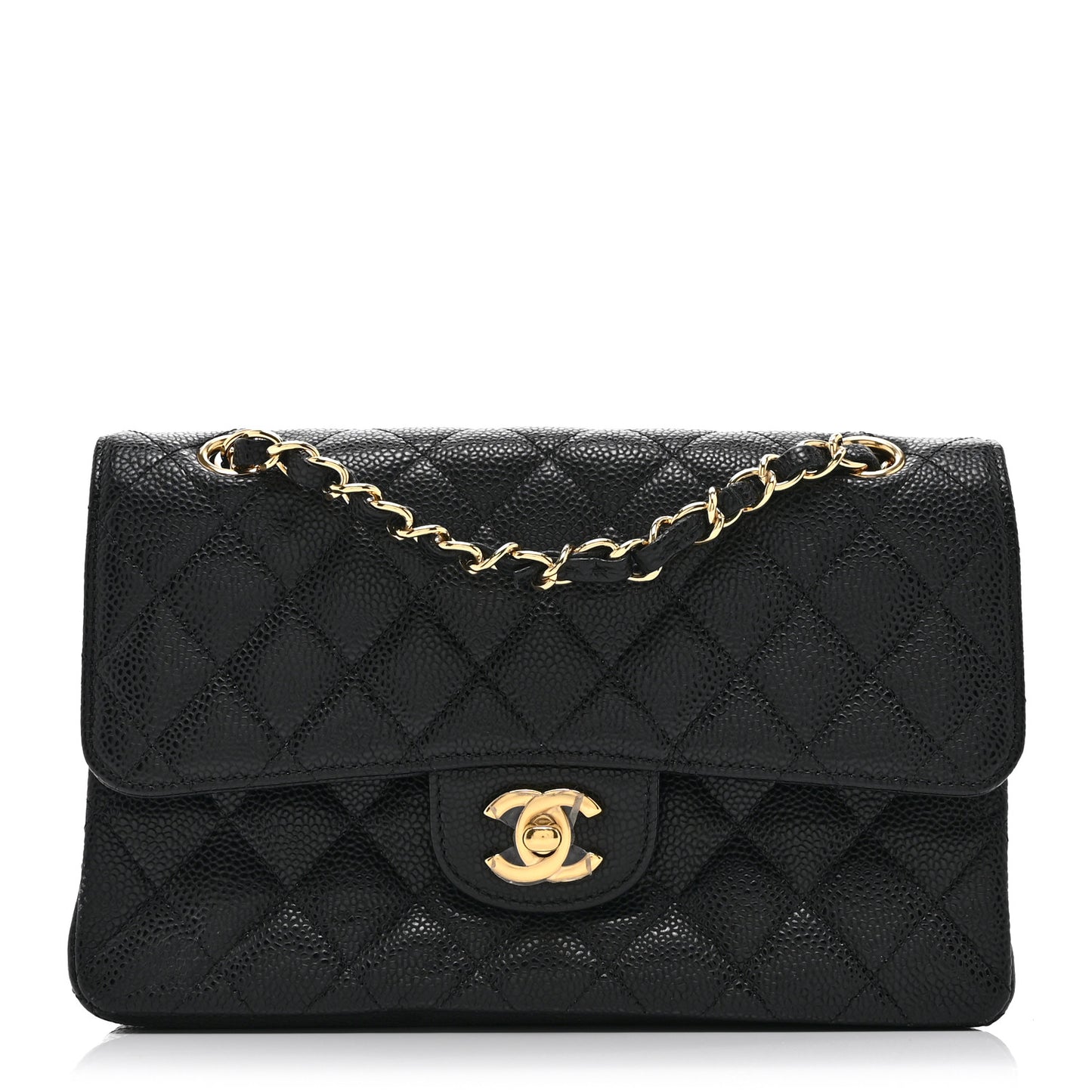 Caviar Quilted Small Double Flap Black