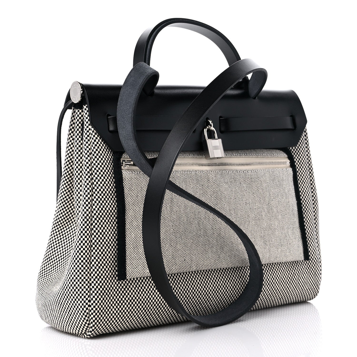 Hermes Vache Hunter Criss Viking Herbag Zip Retourne 31 PM Ecru Black 3 of 10