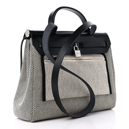 Hermes Vache Hunter Criss Viking Herbag Zip Retourne 31 PM Ecru Black 3 of 10